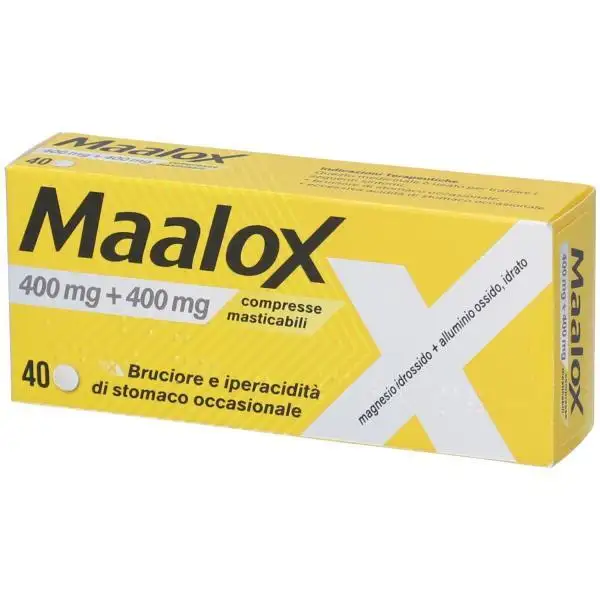 Maalox bruciore iperacidità gastrica 40 Compresse Masticabili 400mg+ 400mg