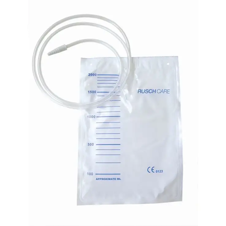 SACCA DI DRENAGGIO LETTO PER INCONTINENZA 2000ML IN PVC CONVALVOLA DI NON RITORNO CON TUBO DI RACCORDO130CM MONOUSO DIAMETRO 5X7MM 30 PEZZI