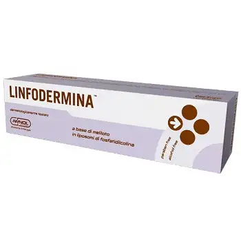 Linfodermina tubo contiene cumarina,meliloto,liposomi in fosfatidilcolina per flebologia e linfologia