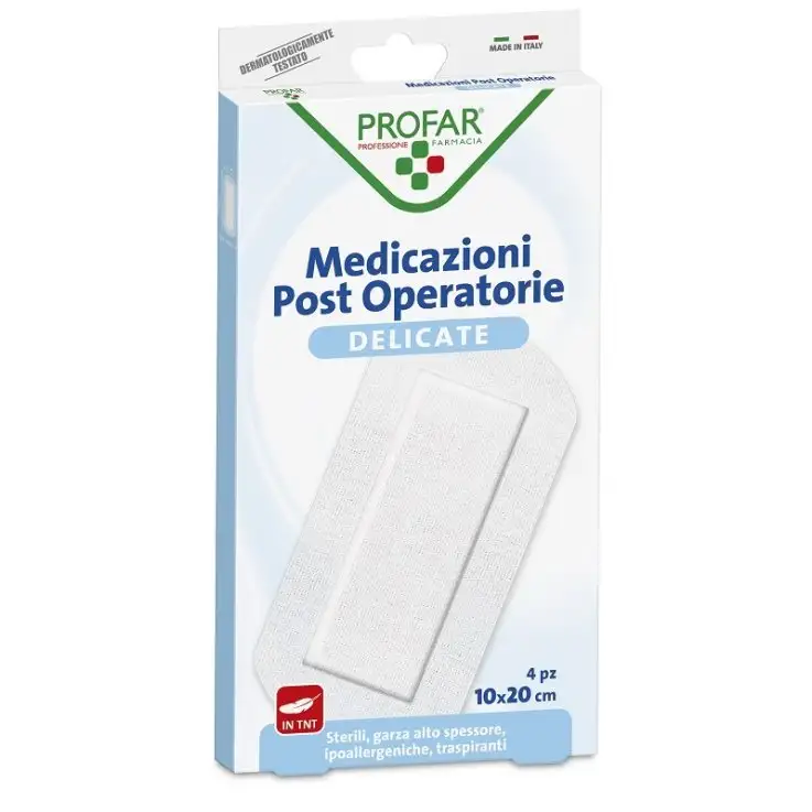 MEDICAZIONE POST OPERATORIA STERILE GARZA ANTIADERENTE 10X20CM 4 PEZZI PROFAR