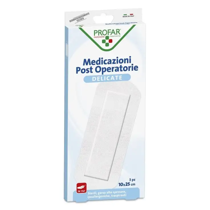 MEDICAZIONE POST OPERATORIA STERILE GARZA ANTIADERENTE 10X25CM 3 PEZZI PROFAR
