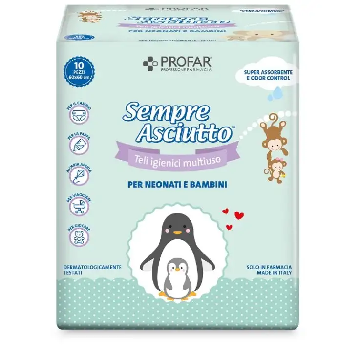 SEMPRE ASCIUTTO TELI IGIENICI MULTIUSO 10 PEZZI PROFAR