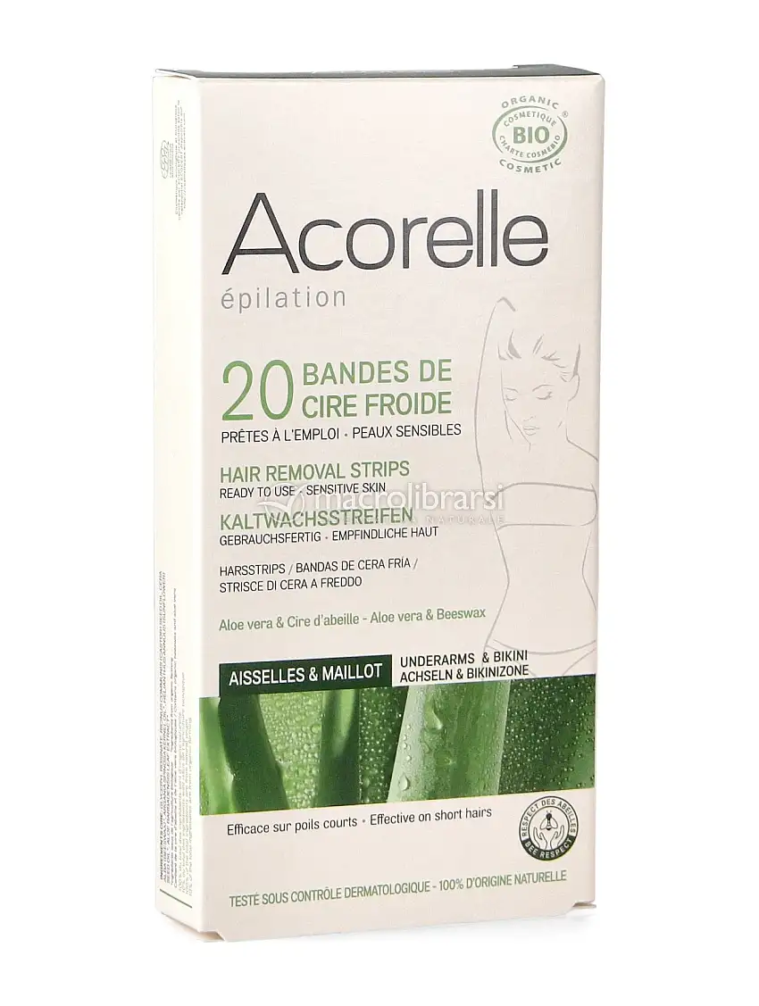 20 Strisce di Cera Fredda con Aloe e cera d'Api
