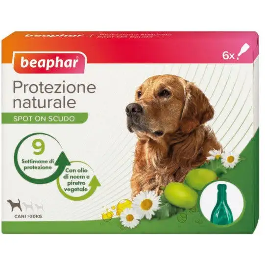 Beaphar Protezione Naturale Spot On Antiparassitario Cane Taglia Grande 6 Pipette Da 2ml
