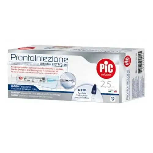 SIRINGA PIC SOLUTION PRONTO INIEZIONE 2,5 ML AGO GAUGE 23 1 1/4 10 PEZZI