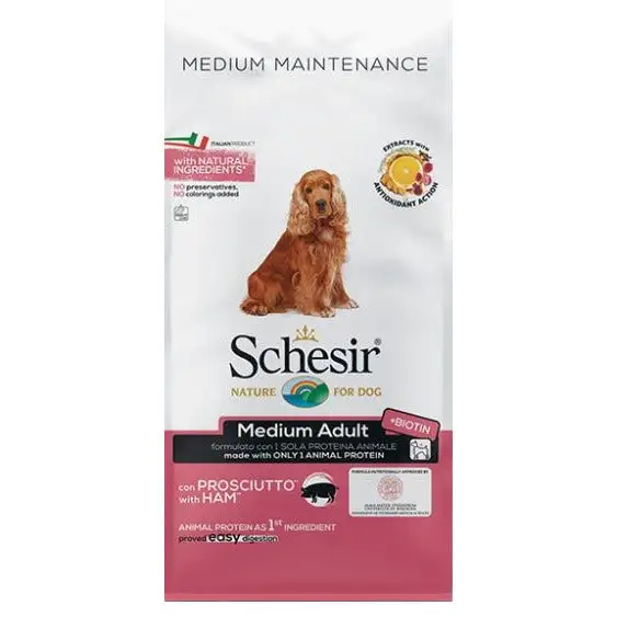 Schesir Prosciutto Cibo Secco Cani Adulti Taglia Media Sacco 12 Kg
