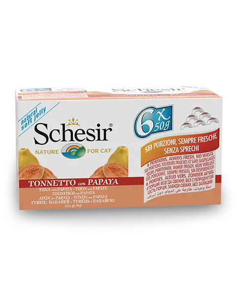 Schesir Multipack Lattina Tonnetto Con Papaya Cibo Umido Gatto Adulto 6x50g