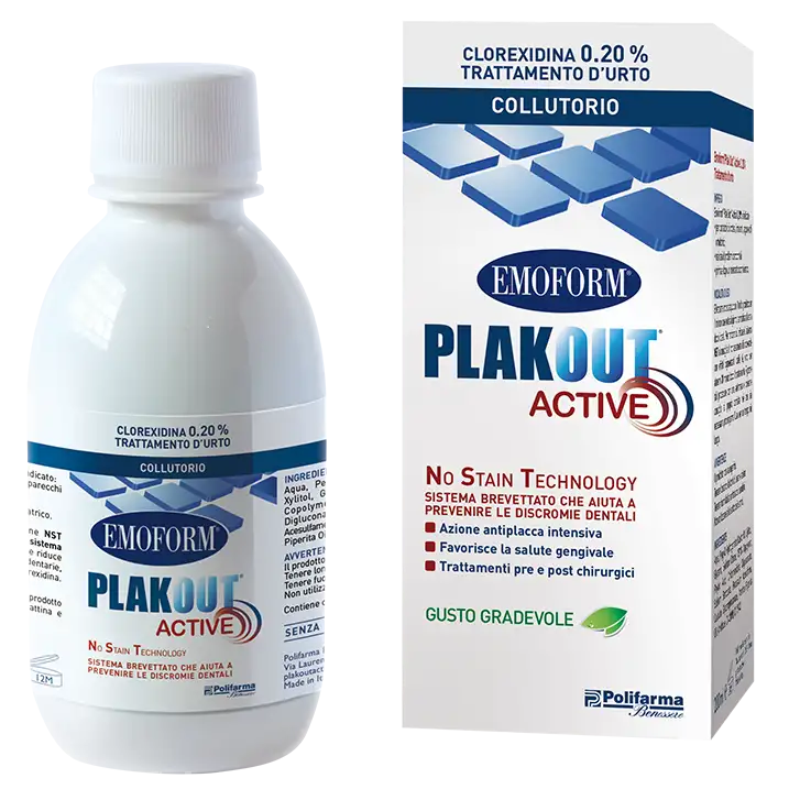 PLAK OUT ACTIVE 0,20% + CAMPIONE OMAGGIO DENTIFRICIO