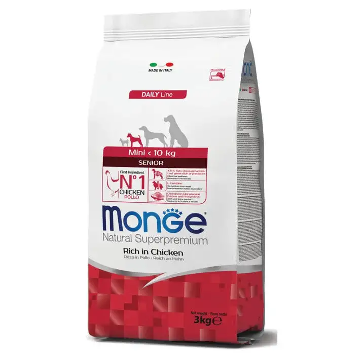 Monge Ricco Di Pollo Cibo Secco Senior Per Cani EtÀ Avanzata Taglia Piccola Sacco 3 Kg