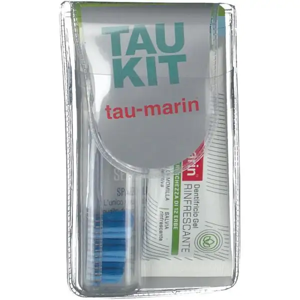 Tau-marin kit spazzolino morbido e dentifricio gel rinfrescate alle erbe 20 ml