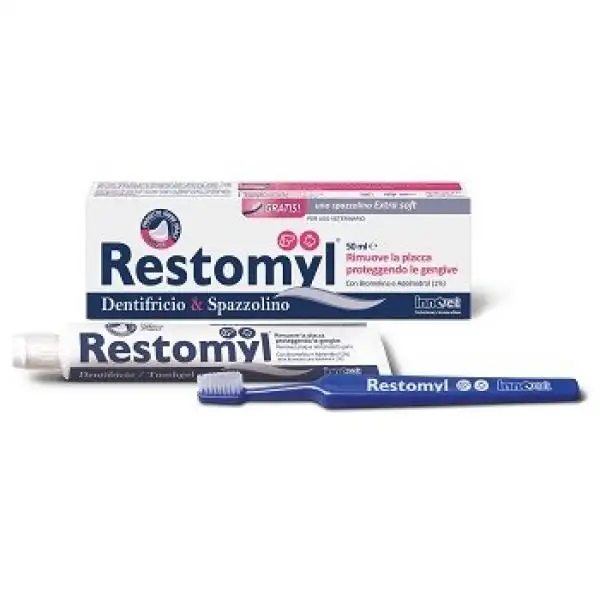 Innovet Restomyl Dentifricio E Spazzolino Extra Soft  Igiene Orale Cani e Gatti