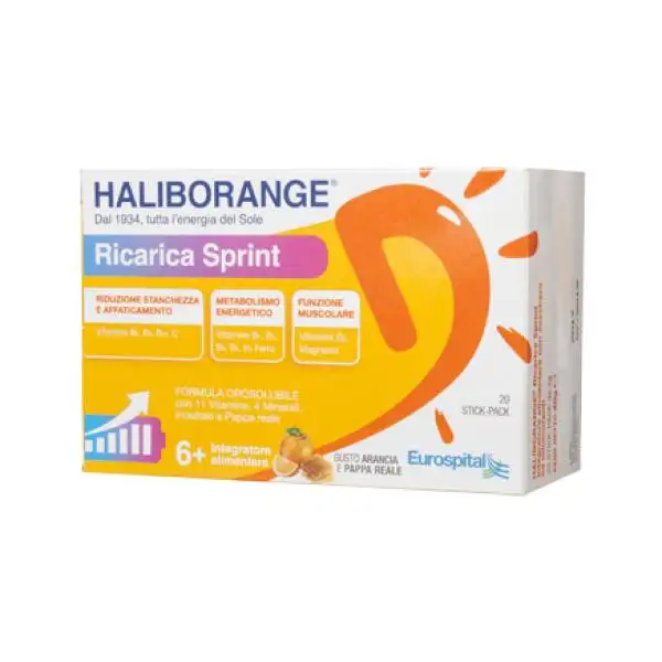 Haliborange Ricarica Sprint Integratore Tonico Energetico 20 Stick-Pack