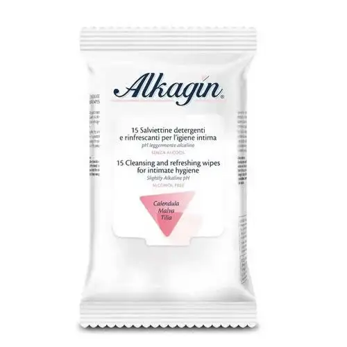 ALKAGIN SALVIETTINE DETERGENTI E RINFRESCANTI PER L'IGIENE INTIMA PH LEGGERMENTE ALCALINO SENZA ALCOOL 15 PEZZI CALENDULA MALVA E TILIA
