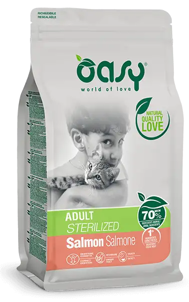 Oasy Dry Crocchette Al Salmone Gatti Adulti Sterilizzati Sacco 1,5kg