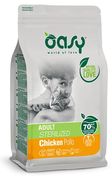 Oasy Dry Crocchette Di Pollo Per Gatti Adulti Sterilizzati Sacco 7,5kg