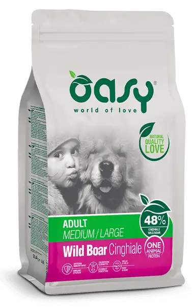Oasy Dry Monoproteico Crocchette Al Cinghiale Per Cani Taglia Media/Grande Sacco 12kg