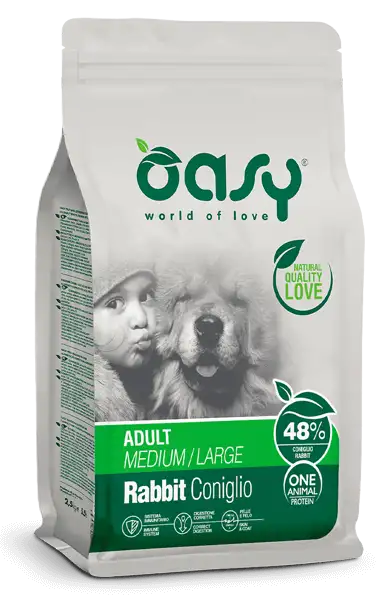 Oasy Dry Monoproteico Crocchette Al Coniglio Per Cani Taglia Media/Grande Sacco 12kg
