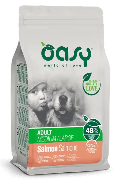 Oasy Dry Monoproteico Crocchette Al Salmone Per Cani Taglia Media/Grande Sacco 12kg