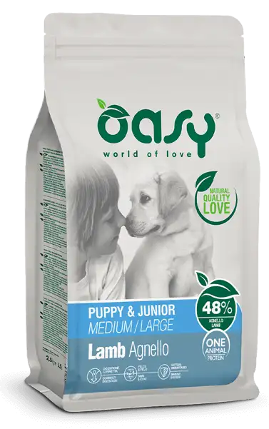 Oasy Dry Monoproteico Crocchette All'Agnello Per Cuccioli Taglia Media/Grande Sacco 12kg
