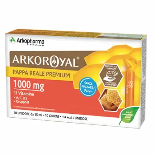 ARKOROYAL PAPPA REALE 1000 MG + VITAMINE SENZA ZUCCHERO 10 FIALE