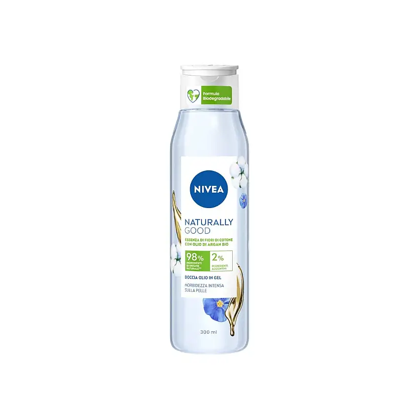 Nivea Naturally Good Doccia Olio In Gel Fiori Di Cotone 300ml