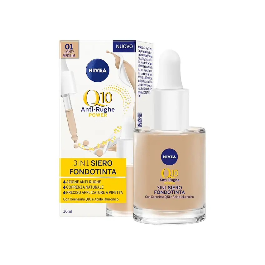 Nivea Q10 Power Anti-Rughe 3In1 Siero Fondotinta Light/Medium 30ml