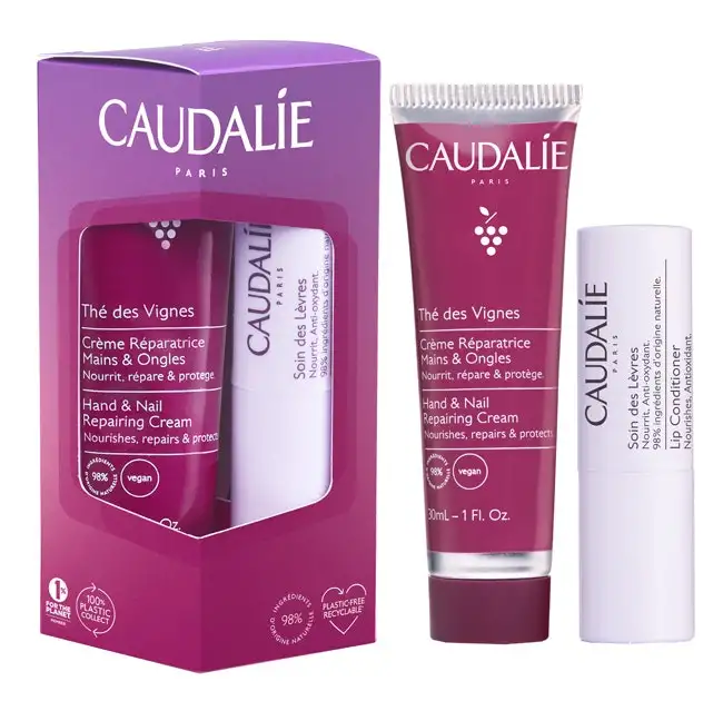 Caudalie The Des Vignes Crema Mani E Unghie 30ml + Trattamento Labbra Stick 4,5g