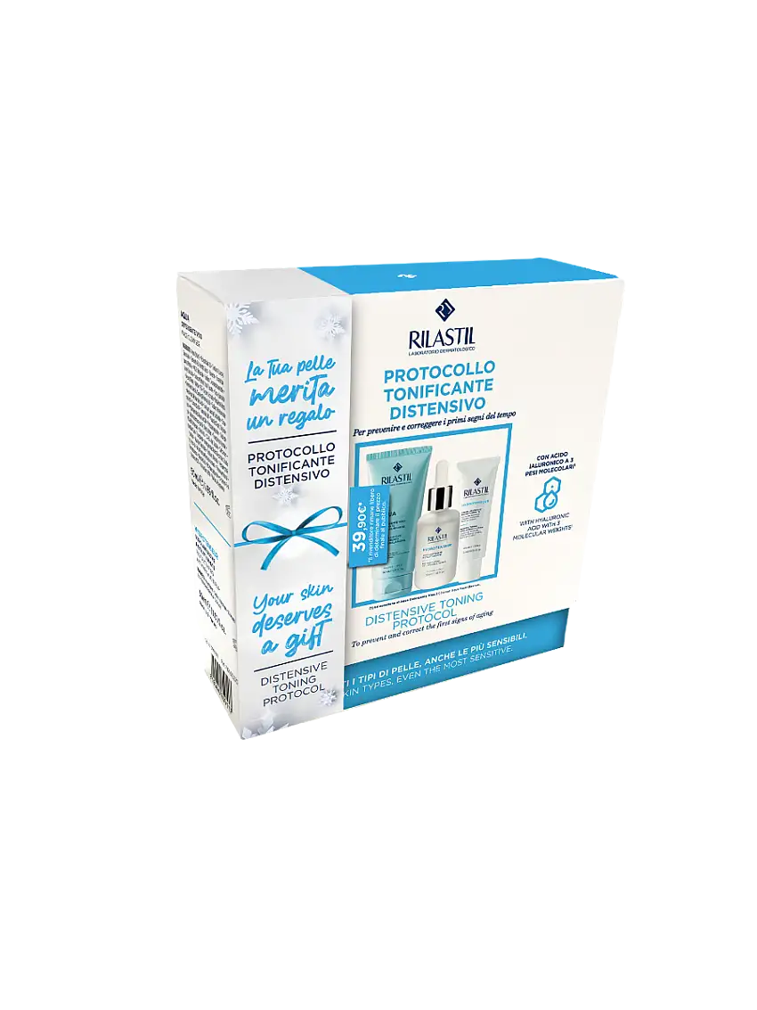 Rilastil Cofanetto Protocollo Tonificante Distensivo Viso Aqua Detergente 50ml + Siero 30ml + Crema 15ml