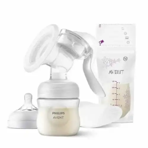 AVENT TIRALATTE MANUALE NATURAL + 4 COPPETTE ASSORBILATTE E 5 SACCHETTI CONSERVA LATTE