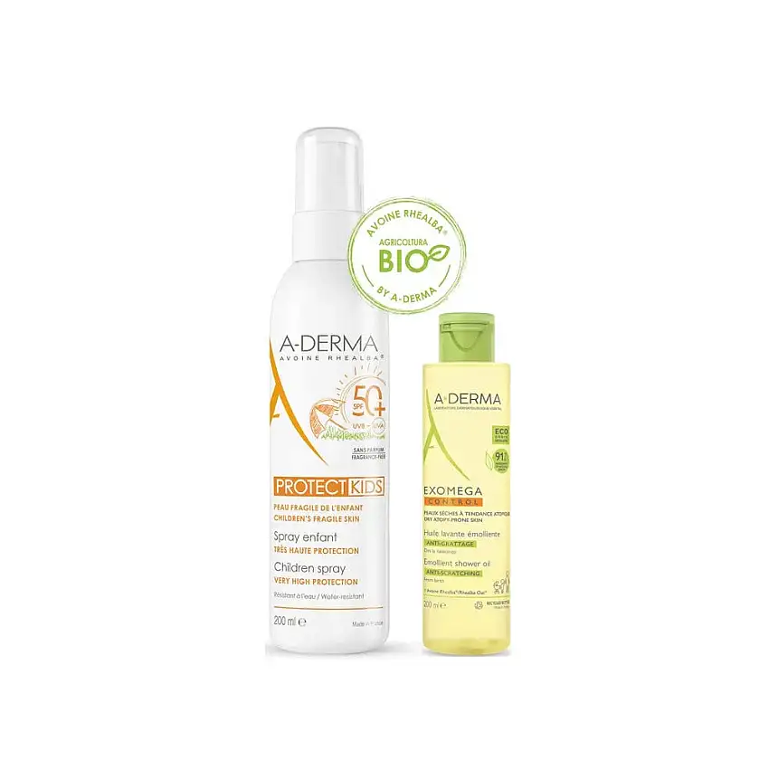 A-Derma Protect Kids Spray Bambino SPF50+ 200ml + Exomega Control Olio Lavante 100ml