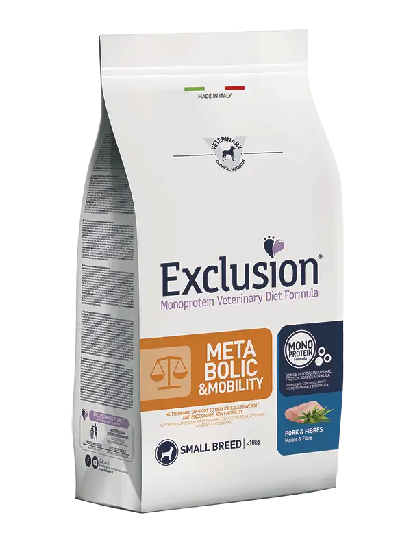 Exclusion Monoprotein Veterinary Diet Formula Metabolic/Mobility Crocchette Maiale E Fibre Taglia Small Sacco 7kg