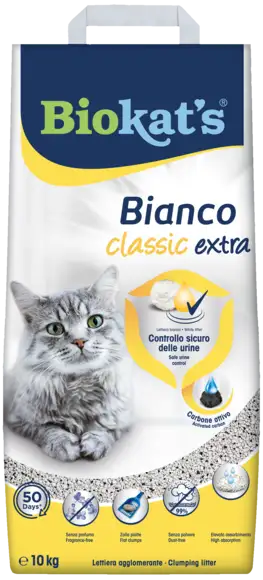 Biokat's Bianco Classic Extra Lettiera Con Carbone Attivo Per Gatti 10kg