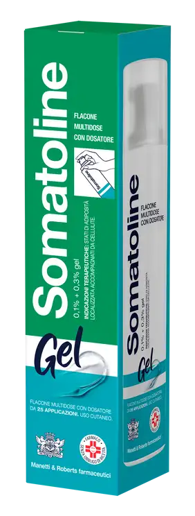 SOMATOLINE*gel 1 flacone 250 ml 25 erogazioni 0,1% + 0,3% con sacchetto e dosatore
