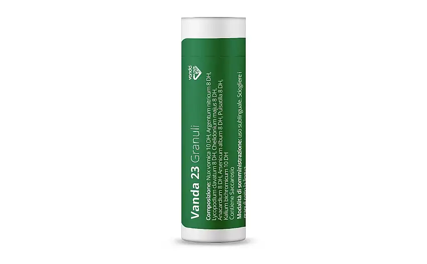 VANDA 23 GRANULI 1 CONTENITORE MULTIDOSE IN PP DA 4 G (80 GRANULI) CON TAPPO DISPENSATORE IN PS
