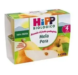 HIPP BIO MINI DESSERT MELA/PERA 4 VASETTI X 100 G SENZA ZUCCHERI AGGIUNTI E SENZA GLUTINE