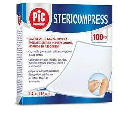 GARZA COMPRESSA IDROFILA PIC STERICOMPRESS 10X10 CM 4 BUSTE  25 PEZZI