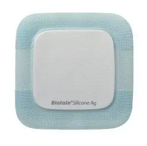 MEDICAZIONE BIATAIN IN SCHIUMA DI POLIURETANO A RILASCIO DI ARGENTO CON BORDO ADESIVO IN SILICONE 12,5X12,5 CM 5 PEZZI