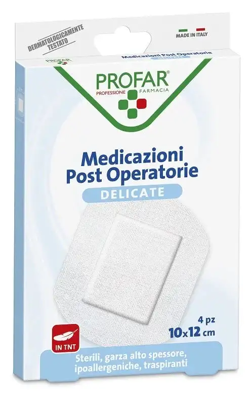 MEDICAZIONE POST OPERATORIA STERILE GARZA ANTIADERENTE 10X12 CM 4 PEZZI PROFAR