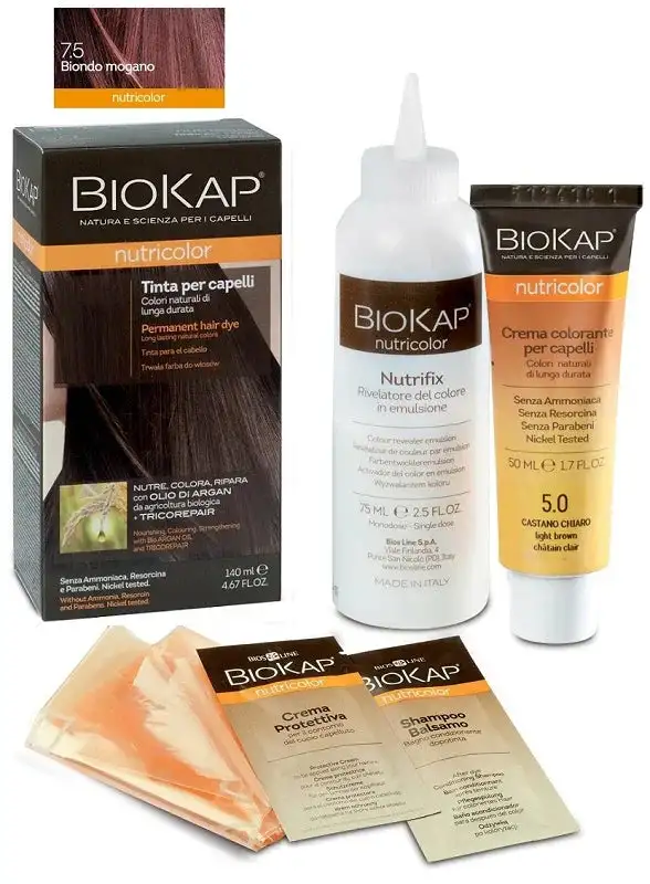 BIOKAP NUTRICOLOR 7,5 NEW BIONDO MOGANO TINTA TUBO + FLACONE