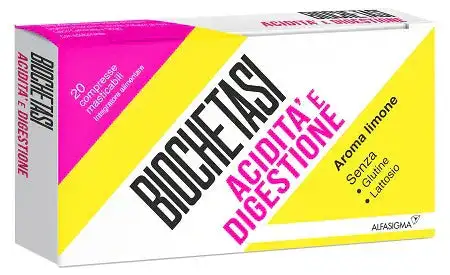 BIOCHETASI ACIDITA' 20 COMPRESSE MASTICABILI AROMA LIMONE SENZA GLUTINE SENZA LATTOSIO