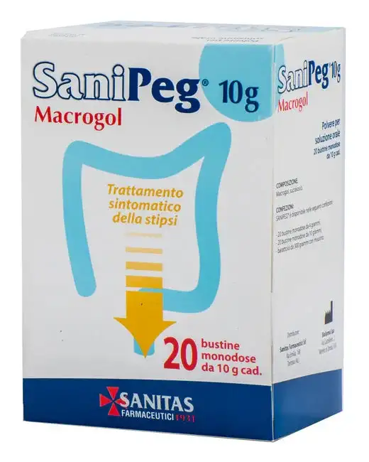 SANIPEG MACROGOL POLVERE PER SOLUZIONE ORALE 20 BUSTE DA 10 G