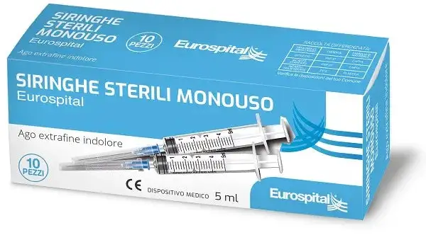 SIRINGA STERILE MONOUSO EUROSPITAL 5 ML 10 PEZZI