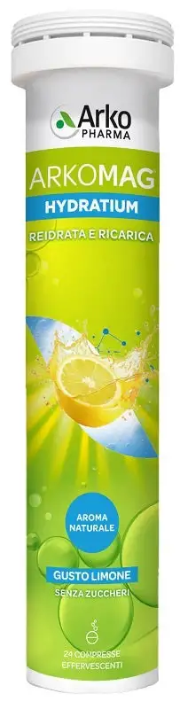 ARKOMAG HYDRATIUM REIDRATA E RICARICA LIMONE 24 COMPRESSE EFFERVESCENTI SENZA ZUCCHERI CON EDULCORANTE