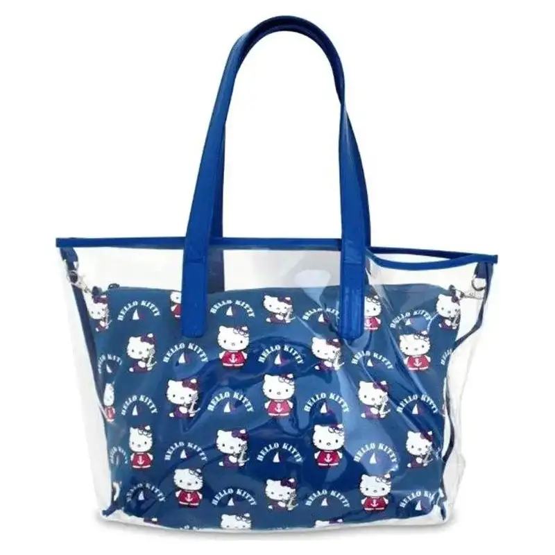 Creaciones Borsa mare hello kitty trasparente blu 0383