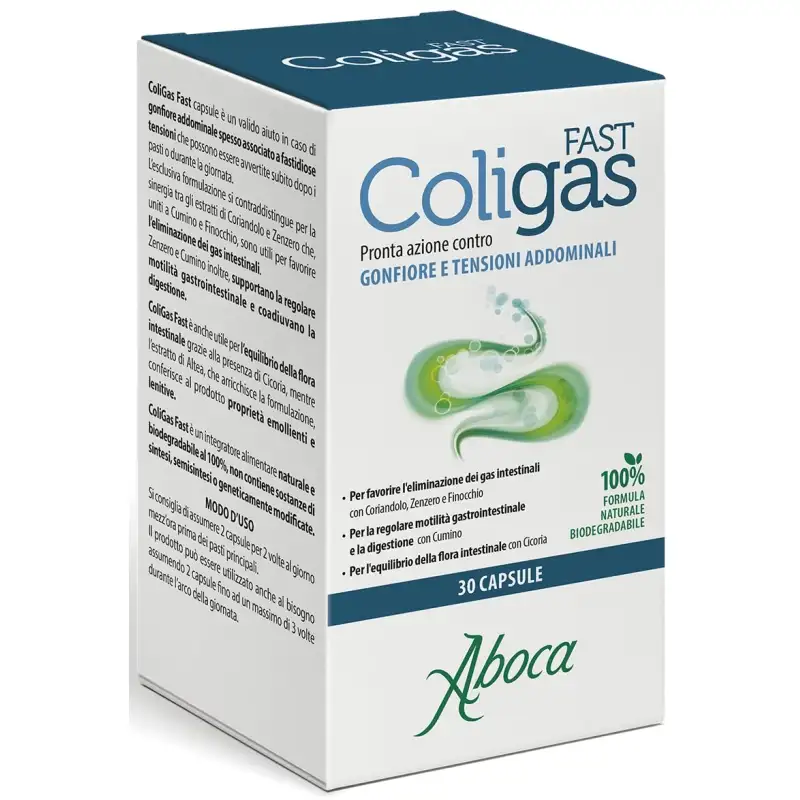 Aboca coligas fast 30 capsule - integratore per gonfiore addominale