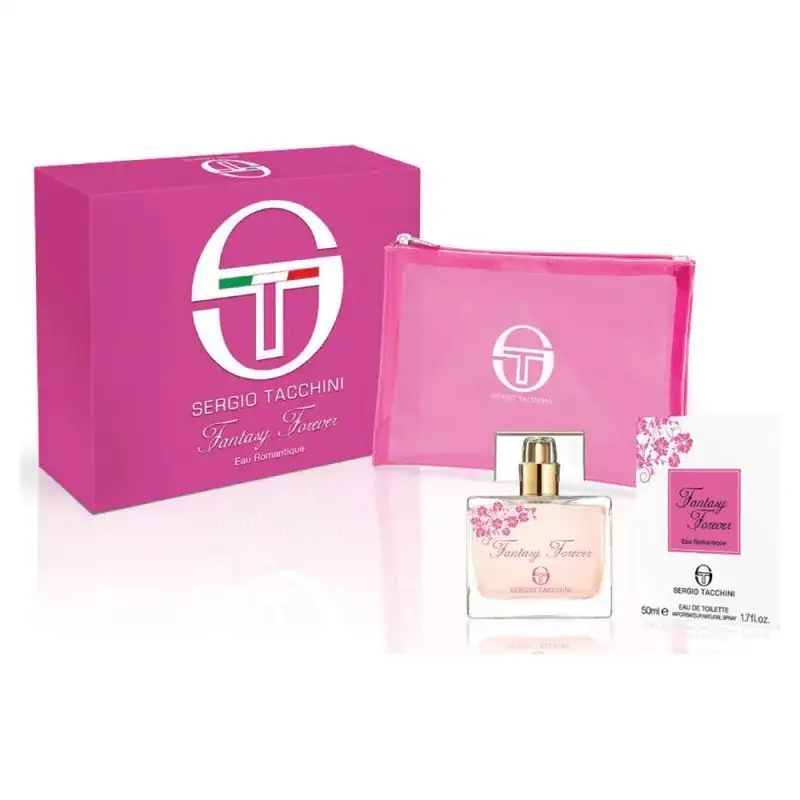 Sergio tacchini Fantasy forever kit - eau romantique 50 ml + pouch rosa