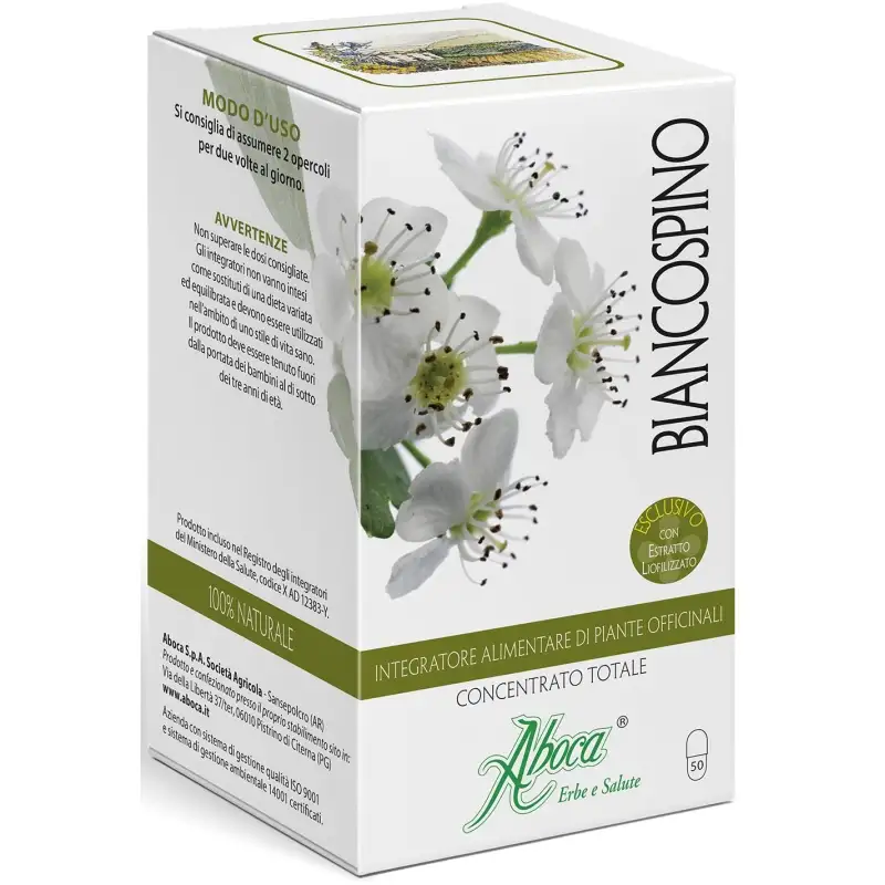Aboca biancospino 50 opercoli - integratore per la funzionalità cardiovascolare