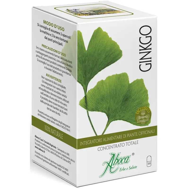 Aboca ginkgo concentrato totale 50 opercoli - integratore per la mente