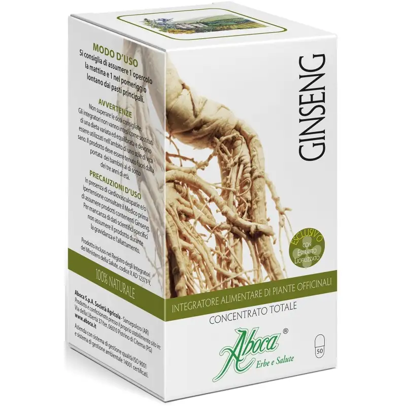 Aboca ginseng concentrato totale 50 opercoli - integratore tonico energetico