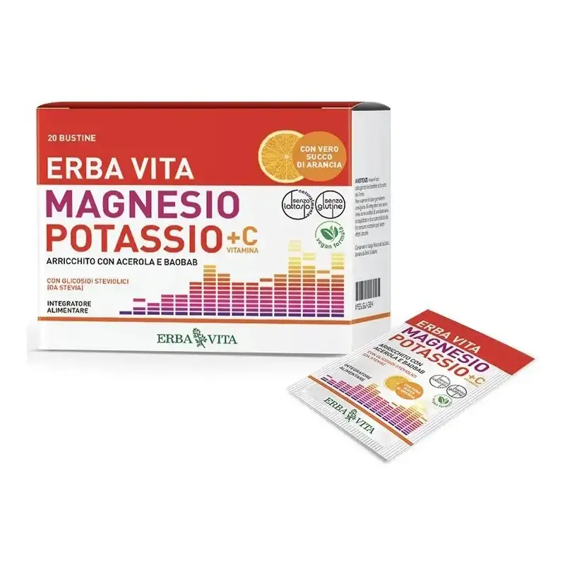 Magnesio e potassio + vitamina c 20 bustine - integratore di vitamine